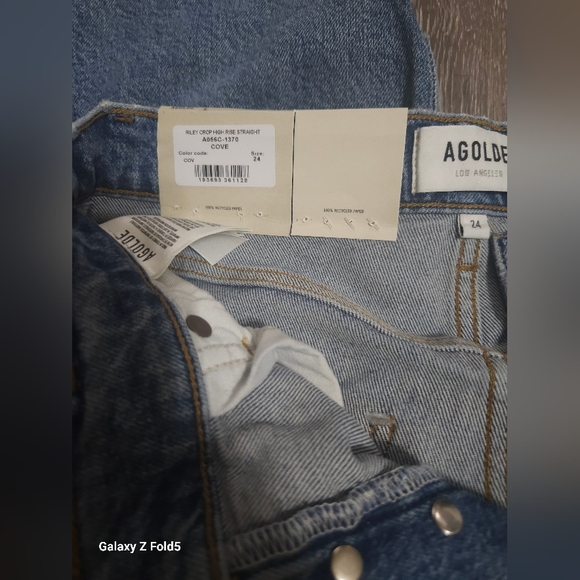 Agolde RILEY HIGH RISE STRAIGHT CROP  Button Fly Size 24 NWT - Picture 4 of 7